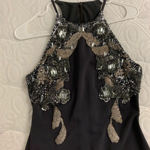 Badgley Mischka gray gown